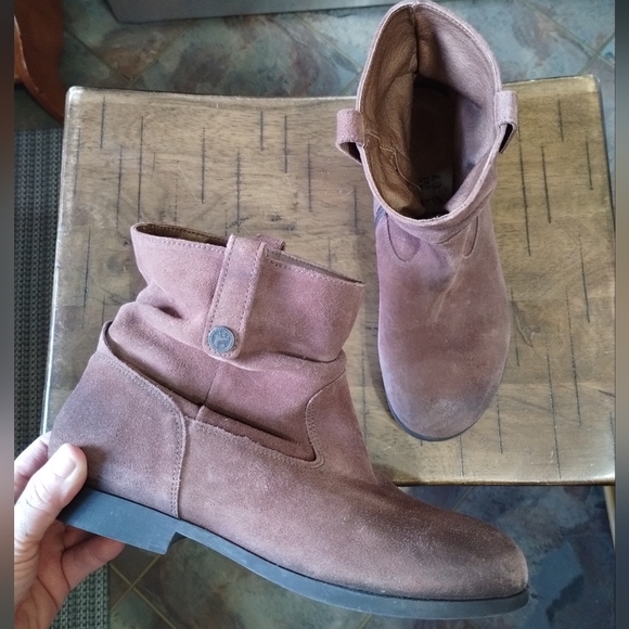Birkenstock Sarina espresso brown suede leather slouch ankle boots - Picture 1 of 10